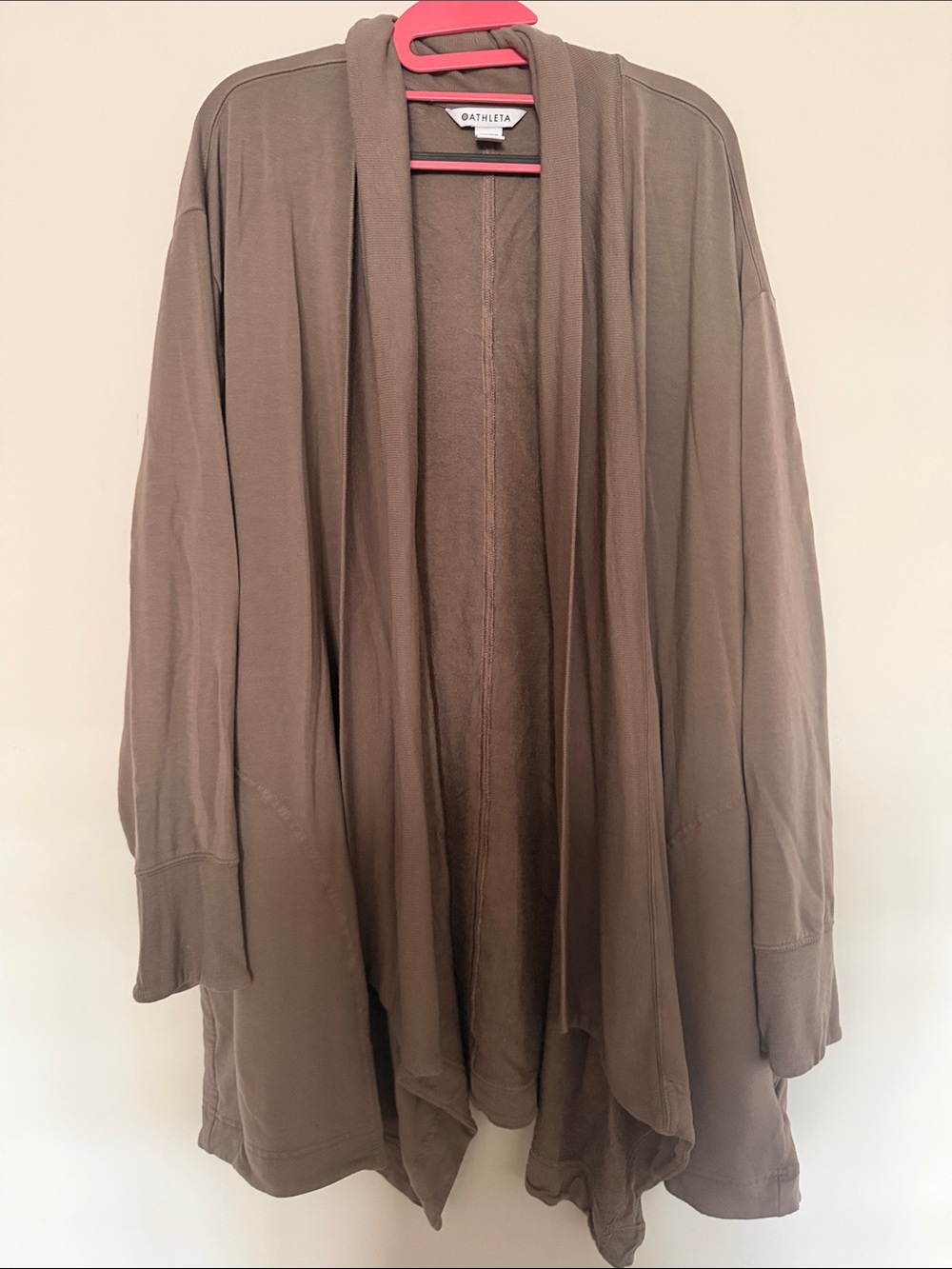 Athleta Dusty Taupe Open-Front Draped Cardigan